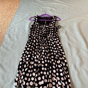 White House Black Market Black and White Polka Dot Midi Dress